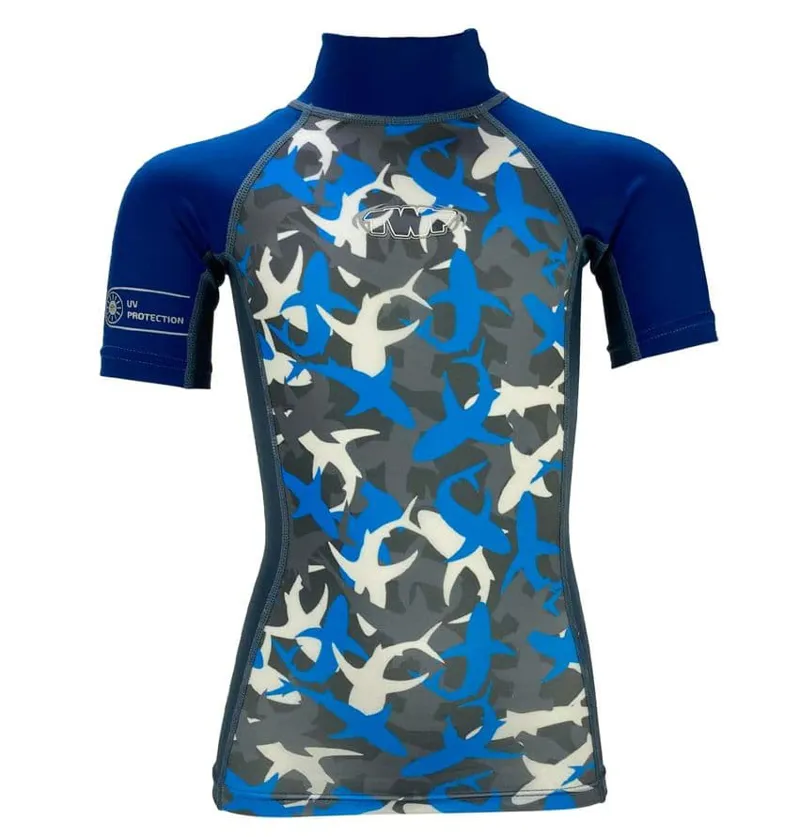 TWF Rash Vest Junior Lime/Blue